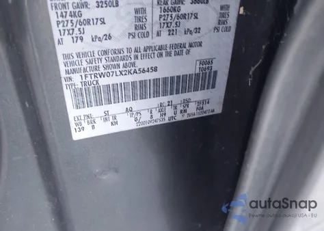 2002 Ford F-150 Lariat/Xlt z USA, uszkodzony, nr VIN 1FTRW07LX2KA56458